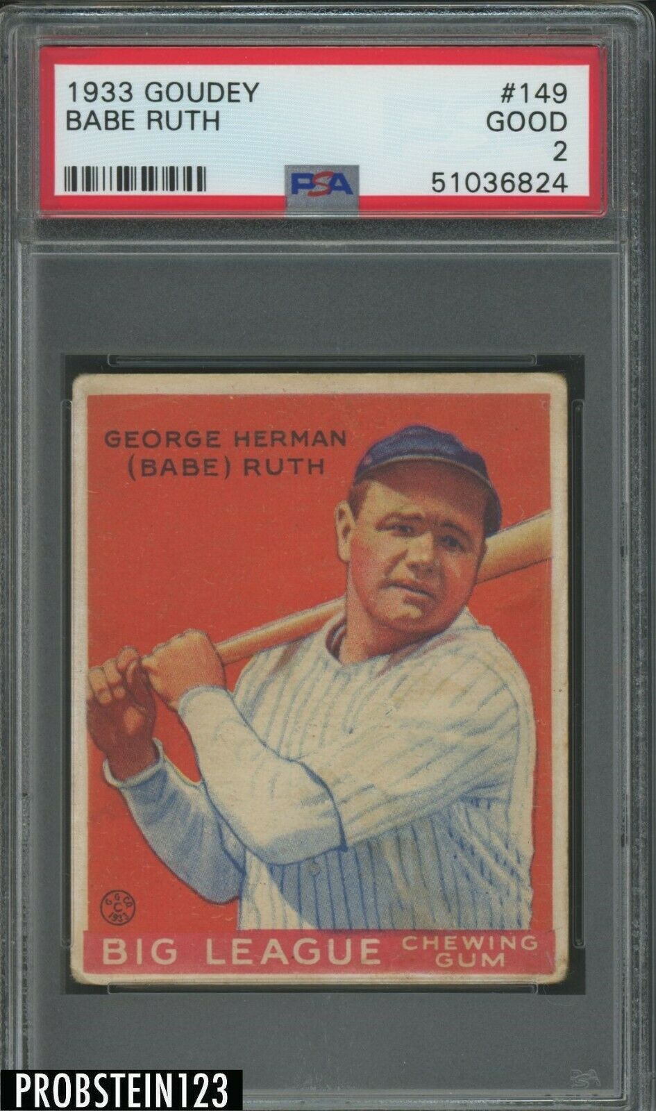 1933 Goudey 149 Babe Ruth New York Yankees HOF PSA 2 Good  ICONIC CARD 