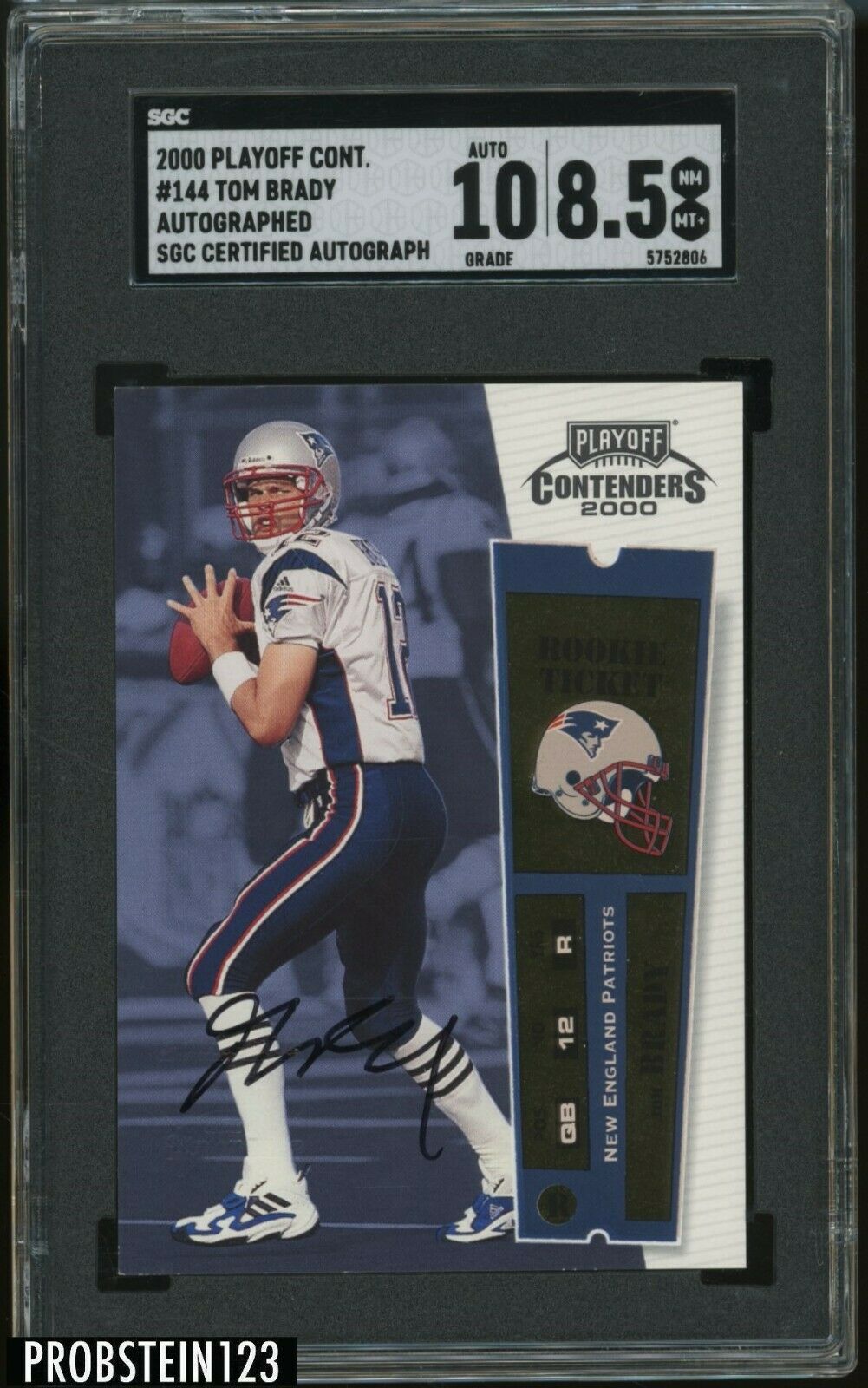 2000 Playoff Contenders Rookie Ticket Tom Brady RC SGC 85 w 10 AUTO