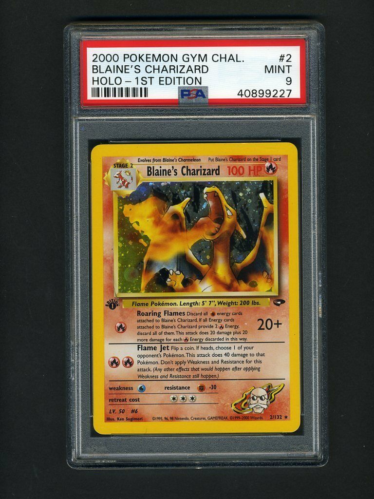 Pokemon PSA 9 MINT Blaines Charizard 1st Edition Gym Challenge Holo Card 2132