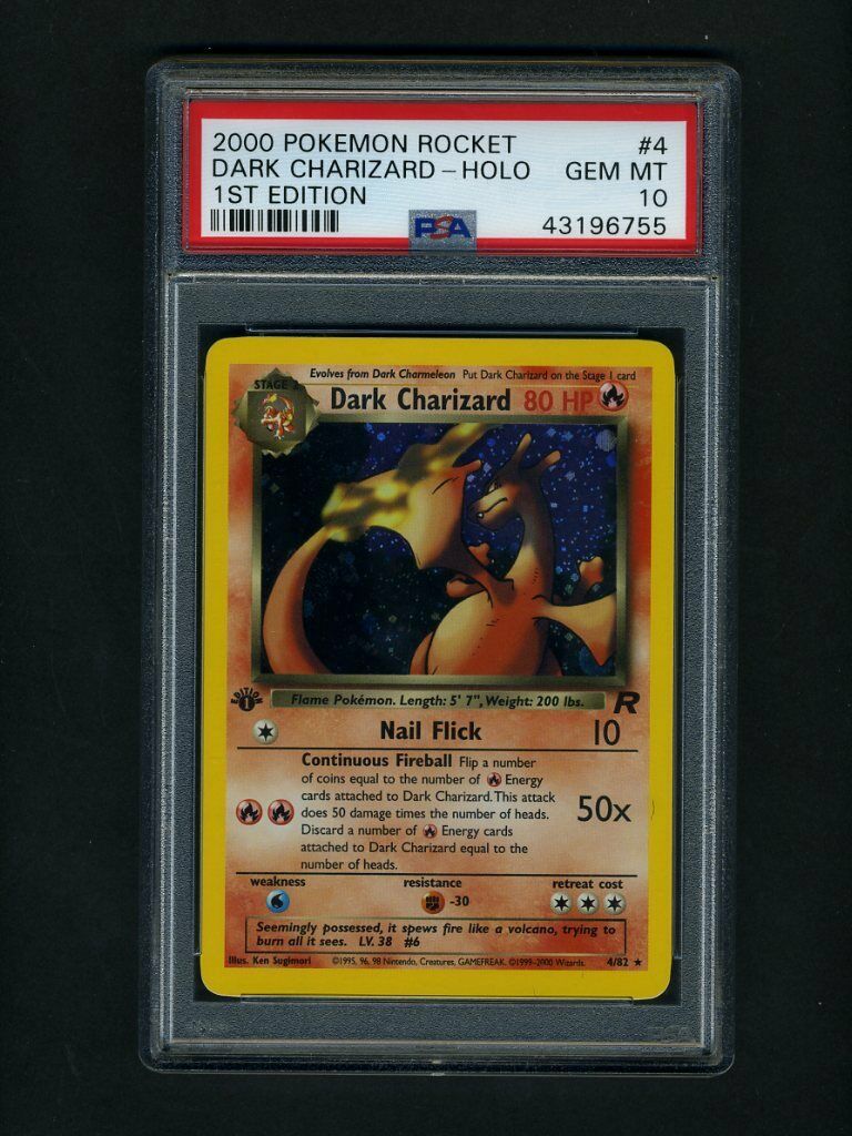 POKEMON PSA 10 GEM MINT DARK CHARIZARD 1ST EDITION 2000 ROCKET HOLO CARD 482