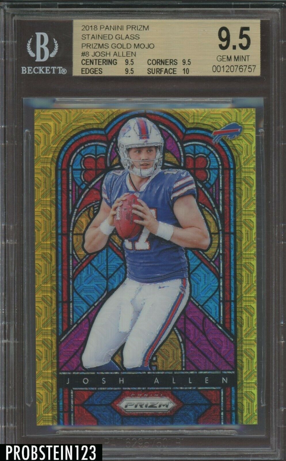 2018 Panini Gold Mojo Prizm Stained Glass Josh Allen RC Rookie 910 BGS 95
