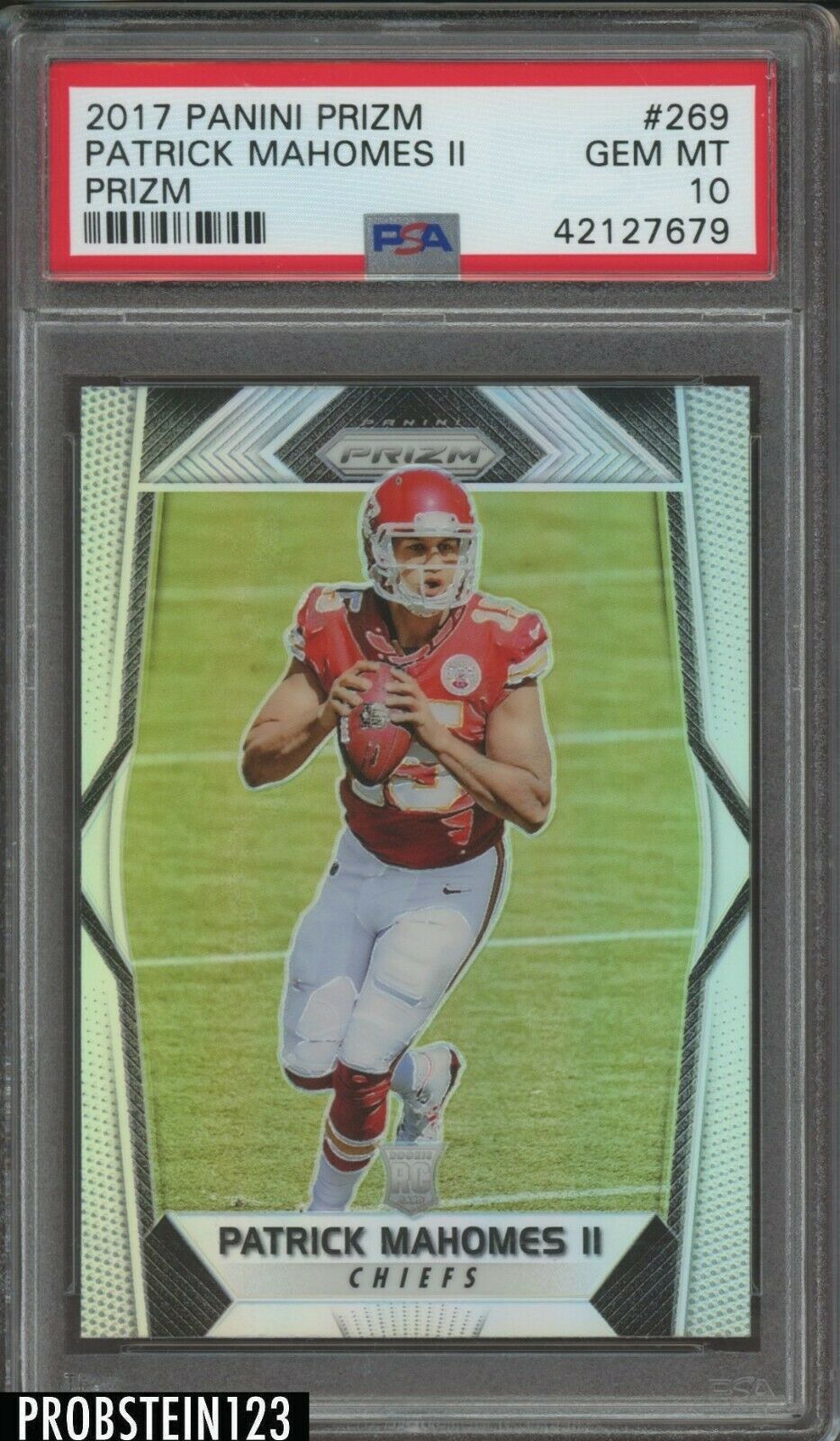 2017 Panini Silver Prizm 269 Patrick Mahomes II RC Rookie PSA 10  PRISTINE 