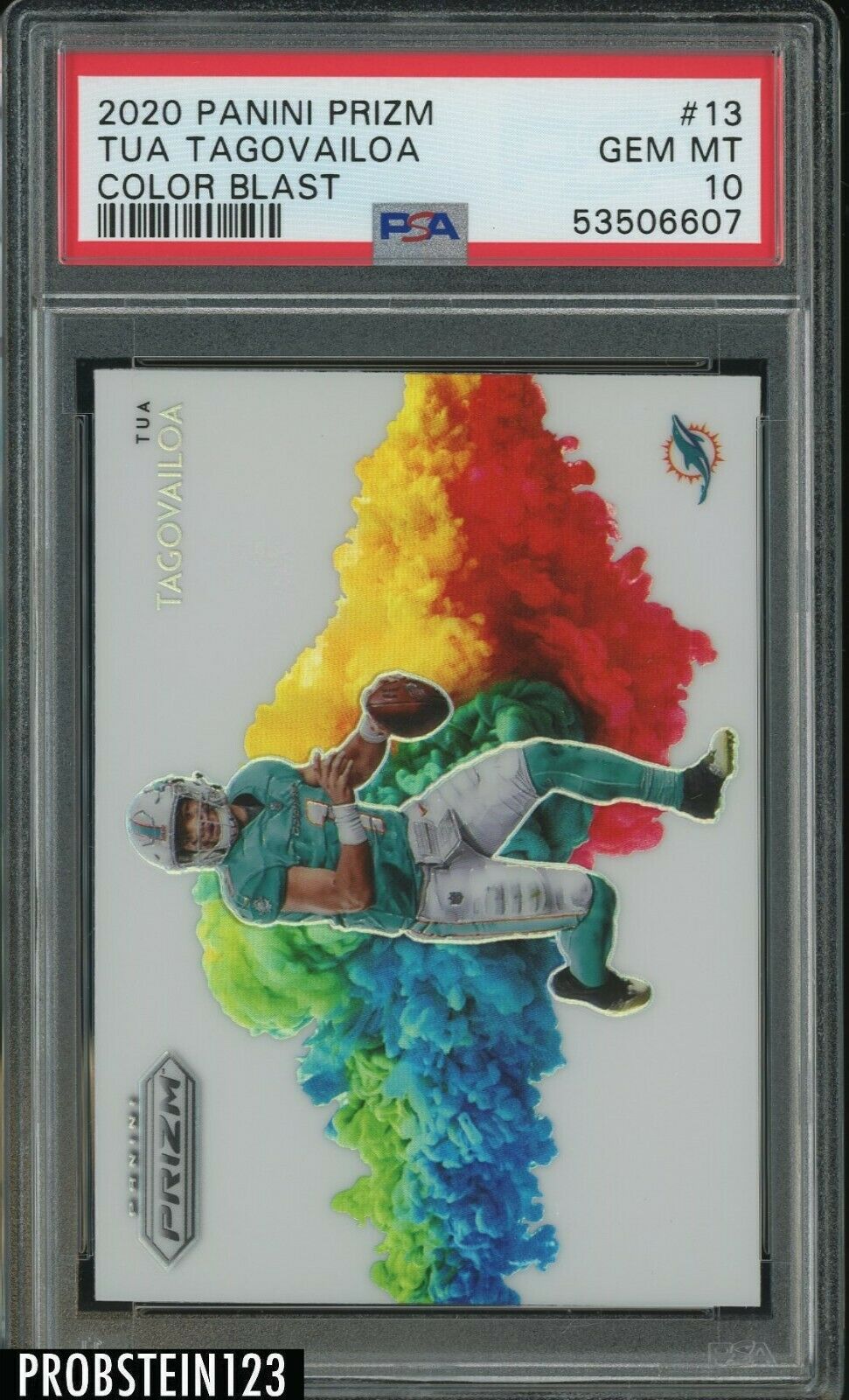 2020 Panini Color Blast Prizm 13 Tua Tagovailoa Miami Dolphins RC Rookie PSA 10