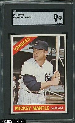 1966 Topps 50 Mickey Mantle New York Yankees HOF SGC 9 MINT  DEAD CENTERED 