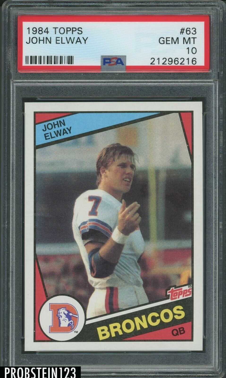 1984 Topps Football 63 John Elway Broncos RC Rookie HOF PSA 10  FLAWLESS 