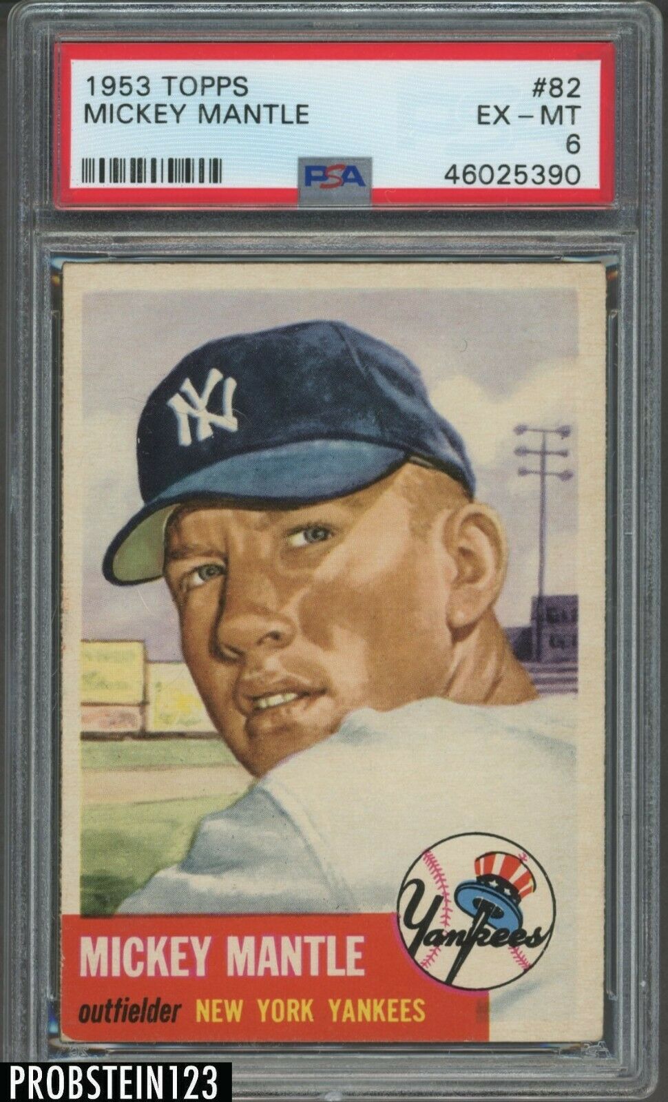 1953 Topps 82 Mickey Mantle New York Yankees HOF PSA 6 EXMT  LOOKS NICER 