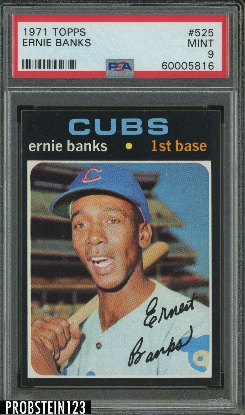 1971 Topps SETBREAK 525 Ernie Banks Chicago Cubs HOF PSA 9 MINT