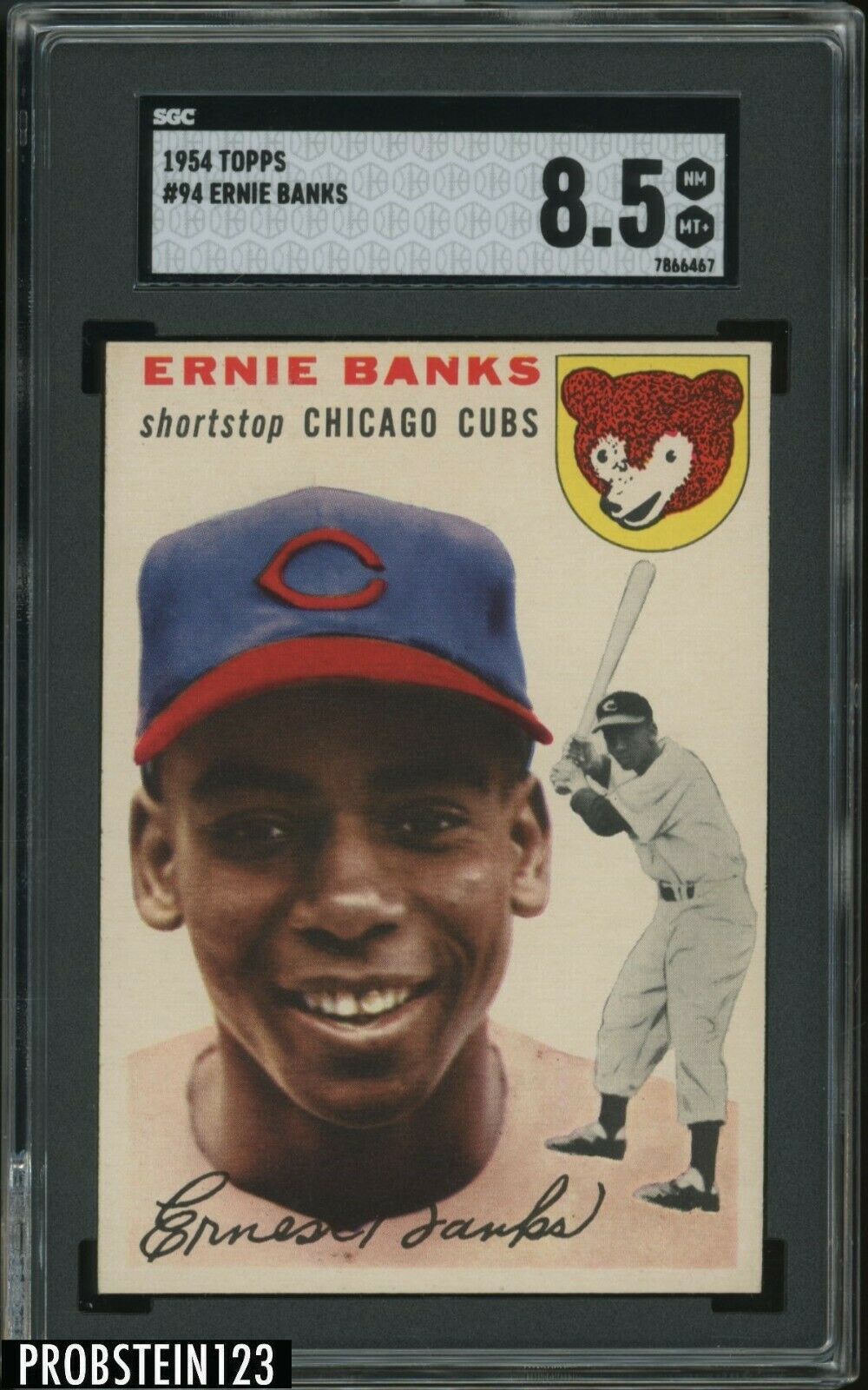 1954 Topps 94 Ernie Banks Cubs RC Rookie HOF SGC 85 NMMT  LOOKS MINT 