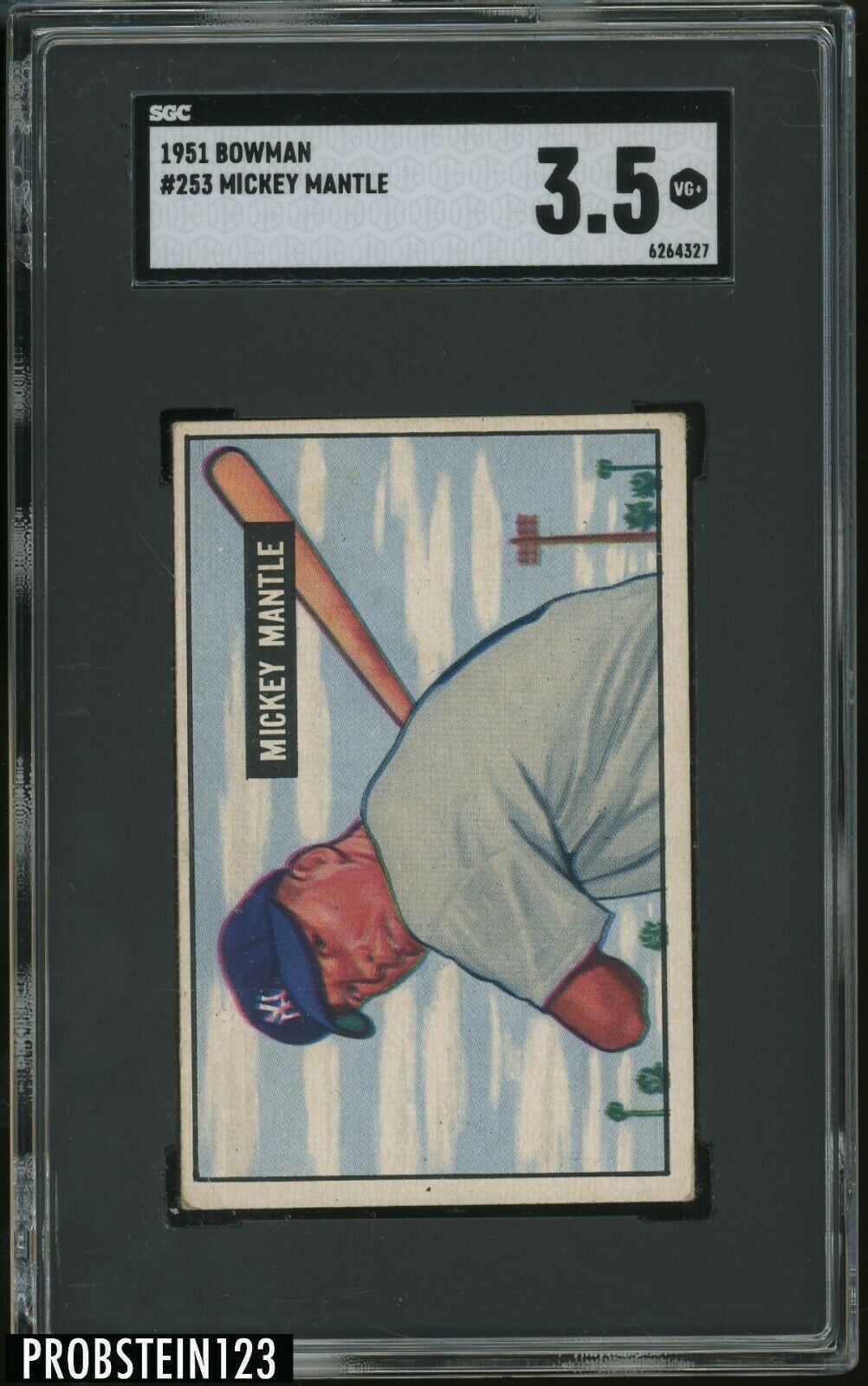 1951 Bowman 253 Mickey Mantle RC Rookie HOF SGC 35  LOOKS UNDERGRADED 