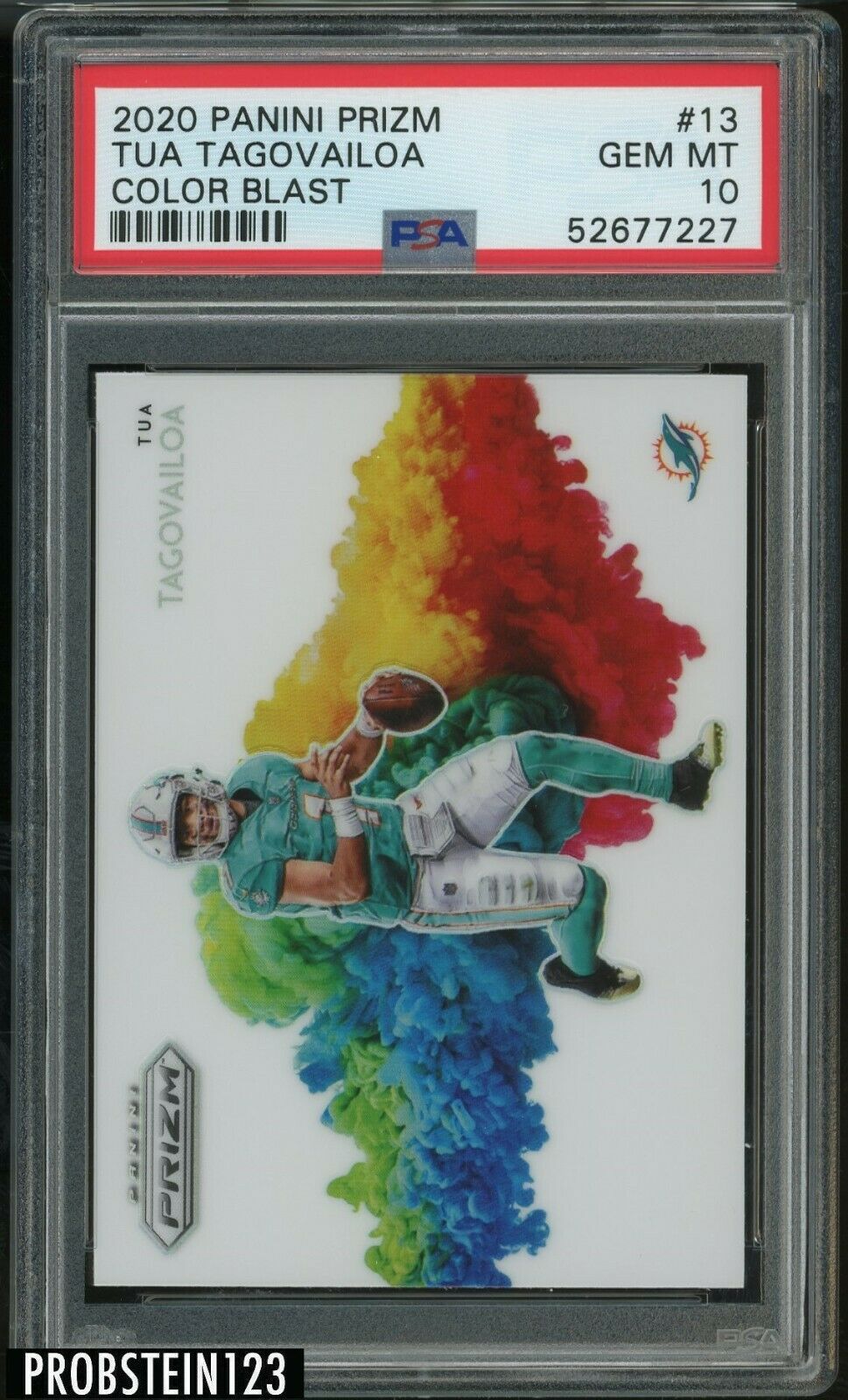 2020 Panini Color Blast Prizm 13 Tua Tagovailoa Dolphins RC Rookie PSA 10