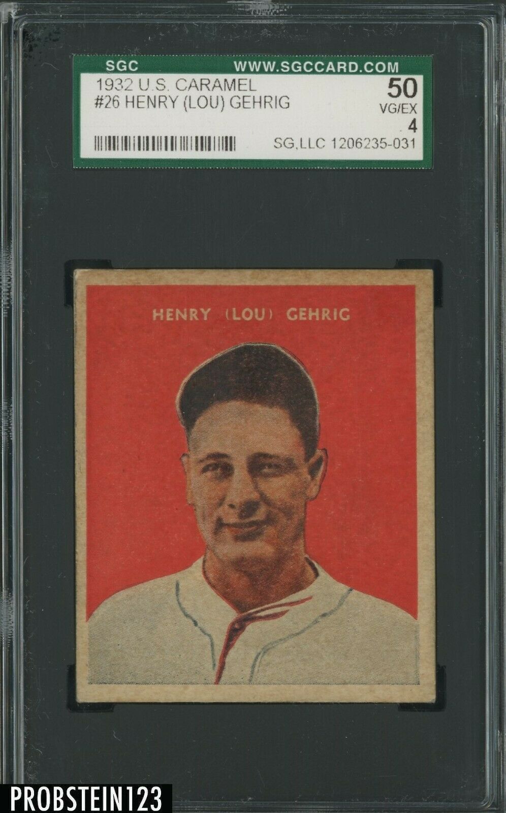 1932 US Caramel 26 Henry Lou Gehrig RC Rookie HOF SGC 50 VGEX 4 
