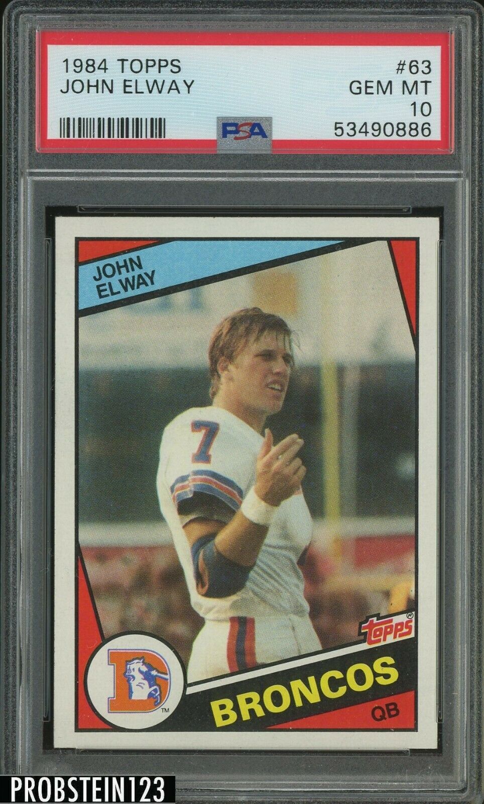 1984 Topps Football 63 John Elway RC Rookie HOF PSA 10  ABSOLUTELY FLAWLESS 