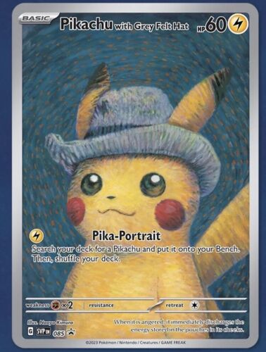 Pokemon English Pikachu With Grey Felt Hat 085 Van Gogh Black Star Promo SVP EN