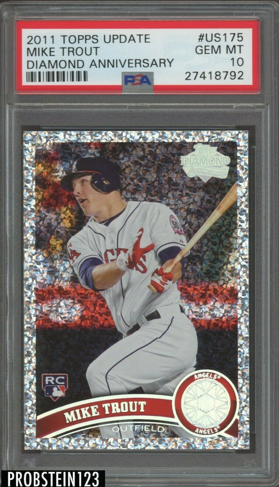 2011 Topps Update Diamond Anniversary US175 Mike Trout Angels RC Rookie PSA 10