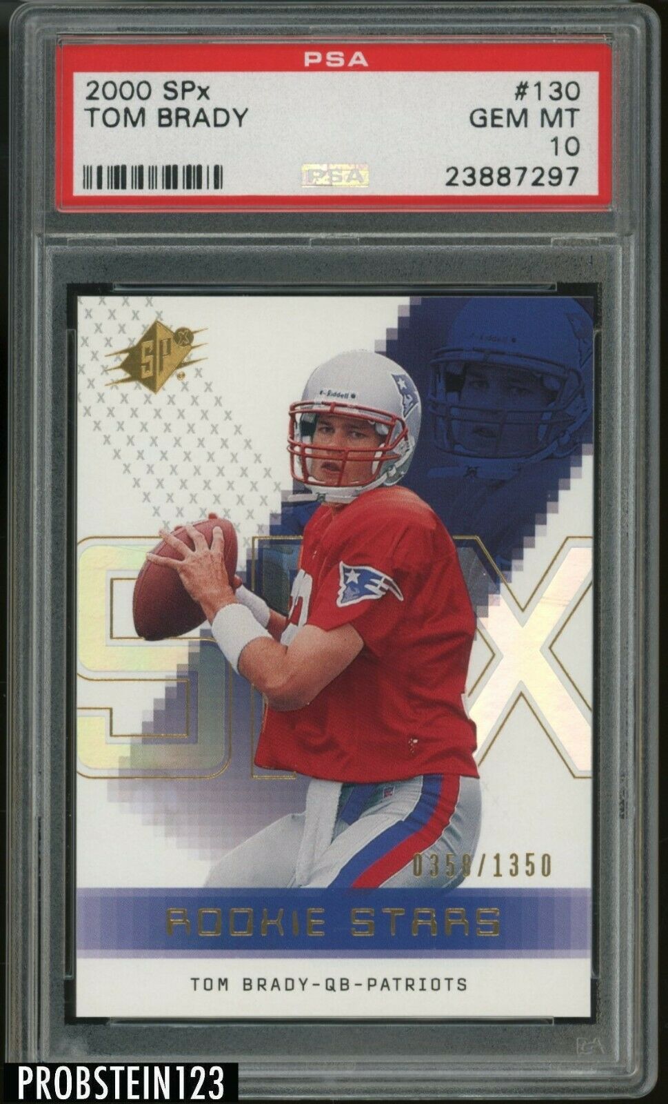 2000 SPx 130 Tom Brady Patriots RC Rookie 1350 PSA 10  ABSOLUTELY FLAWLESS 