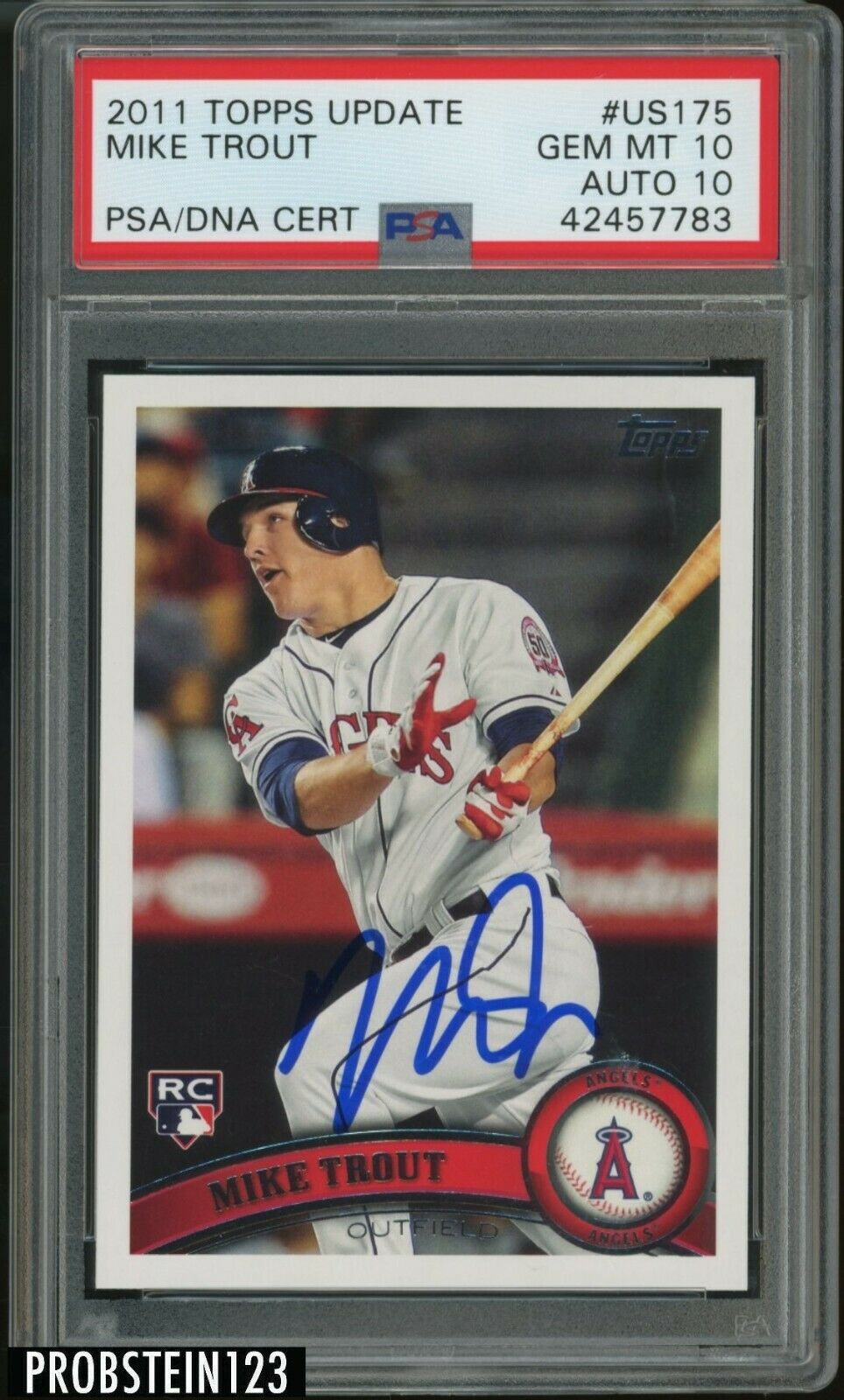 2011 Topps Update US175 Mike Trout RC Rookie w AUTO PSA 10 PSADNA 10 RARE