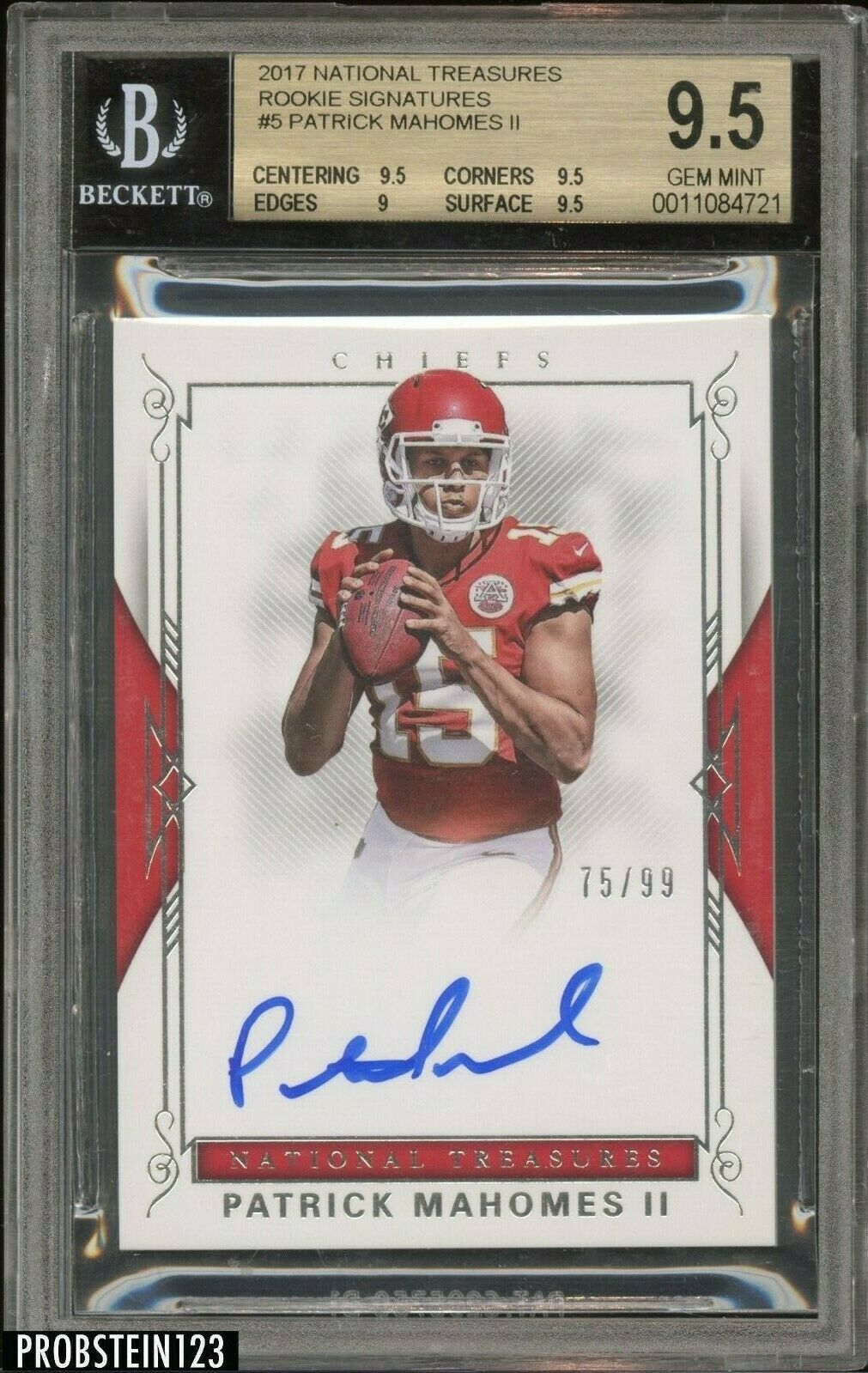 2017 National Treasures Patrick Mahomes II RC Rookie 7599 BGS 95 w 10 AUTO