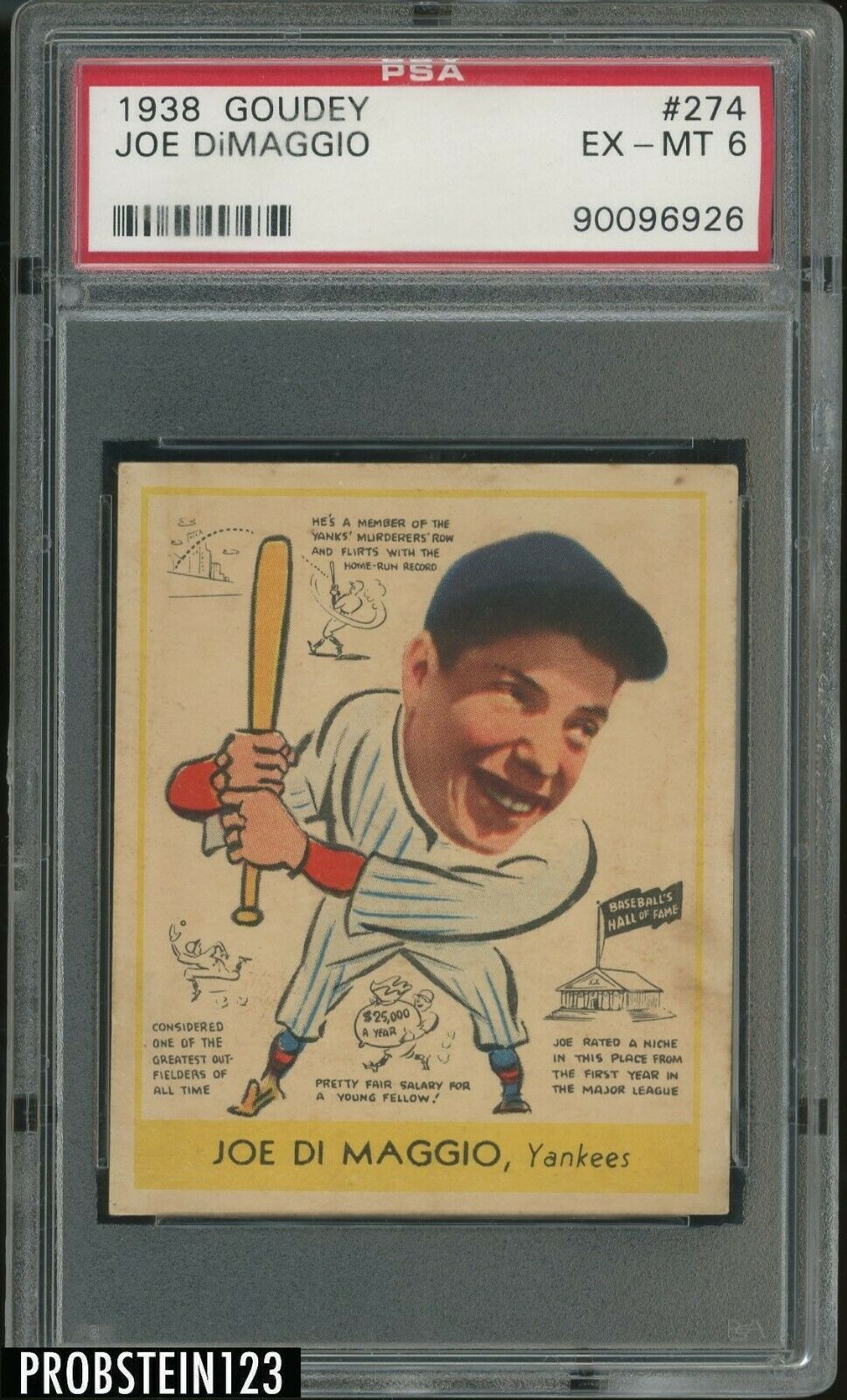 1938 Goudey 274 Joe DiMaggio Yankees RC Rookie HOF PSA 6  LOOKS NICER 