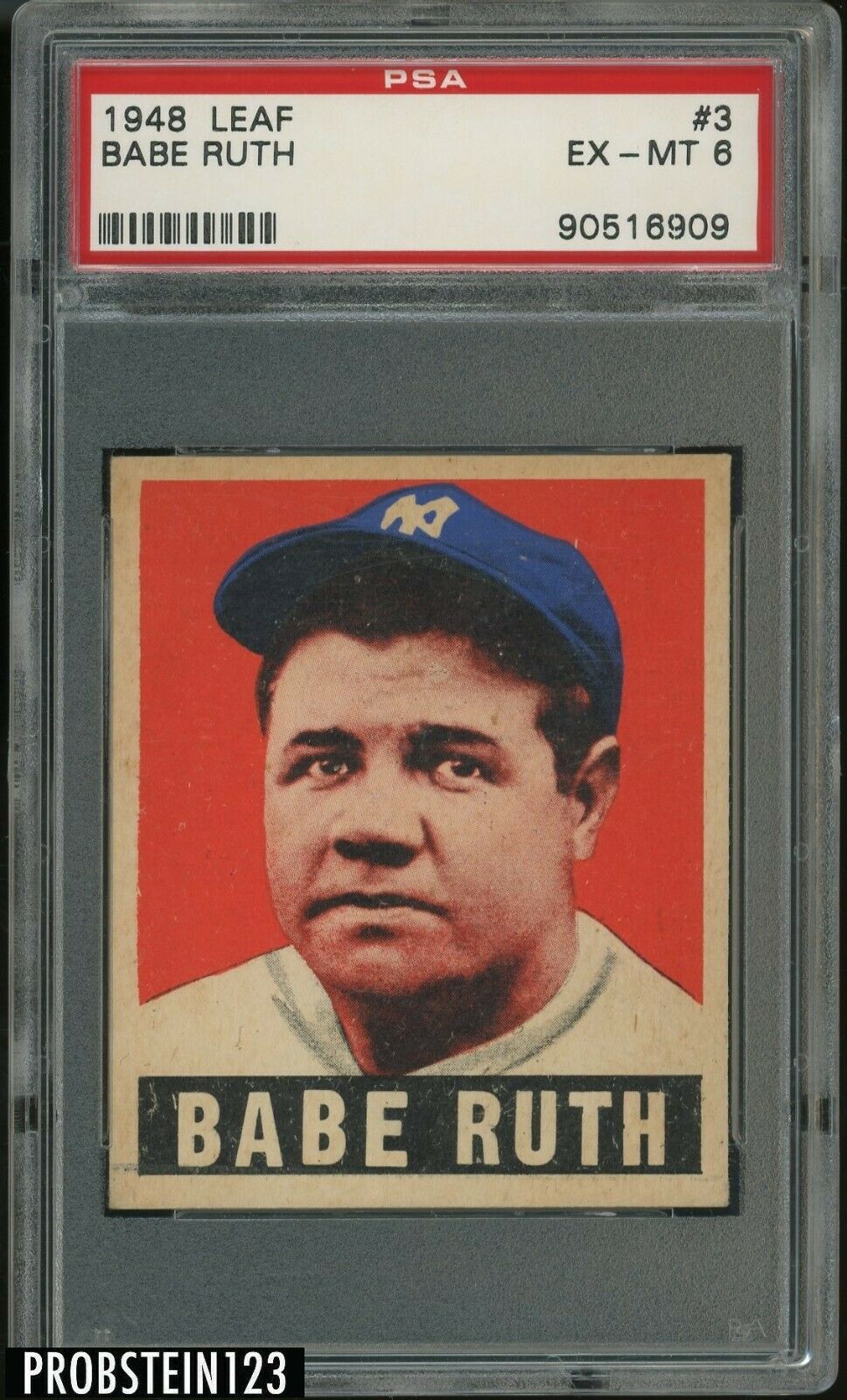1948 Leaf 3 Babe Ruth New York Yankees HOF PSA 6  ICONIC CARD 