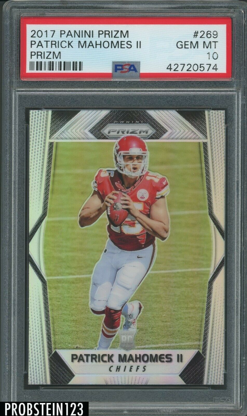 2017 Panini Silver Prizm 269 Patrick Mahomes II RC Rookie PSA 10  PRISTINE 