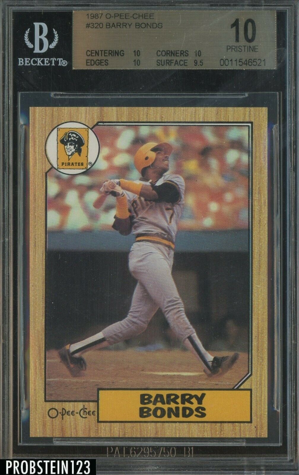 1987 OPeeChee OPC 320 Barry Bonds Pirates RC Rookie BGS 10 PRISTINE