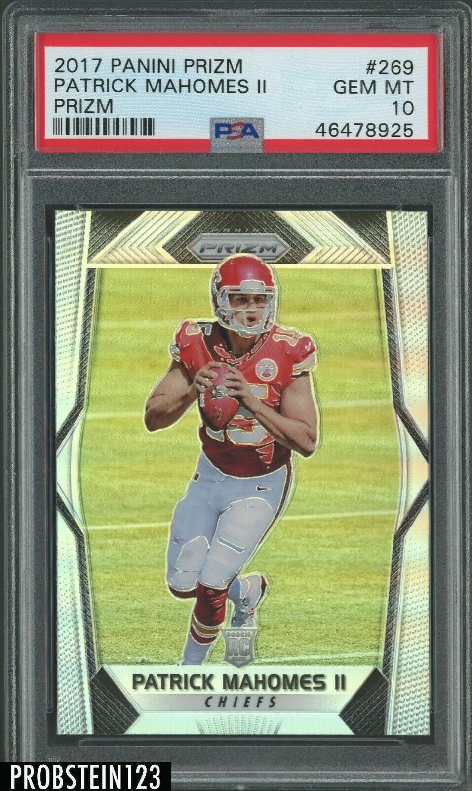 2017 Panini Silver Prizm 269 Patrick Mahomes II RC Rookie PSA 10  PRISTINE 