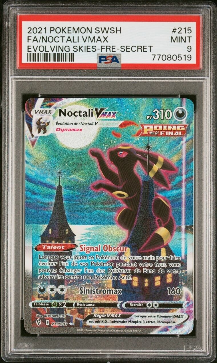 Carte Pokmon Noctali VMAX Alternative 215203 PSA 9 Evolution Cleste  FR 