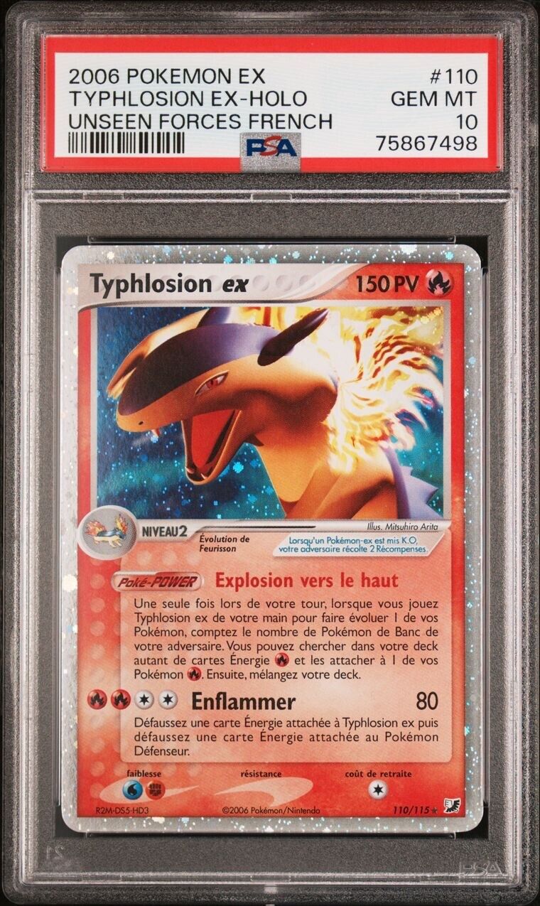 Carte Pokmon Typhlosion EX 110115 PSA 10 EX Force caches  FR BANGER 