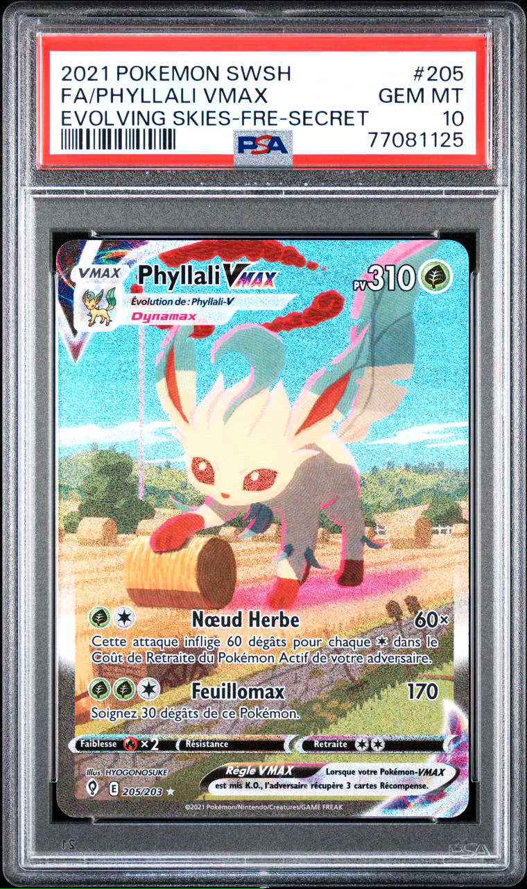 Carte Pokmon Phyllali VMAX Alternative 205203 PSA 10 Evolution Cleste  FR 