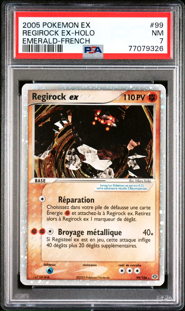 CARTE POKMON  REGIROCK EX 99106  PSA 7  EX EMERAUDE