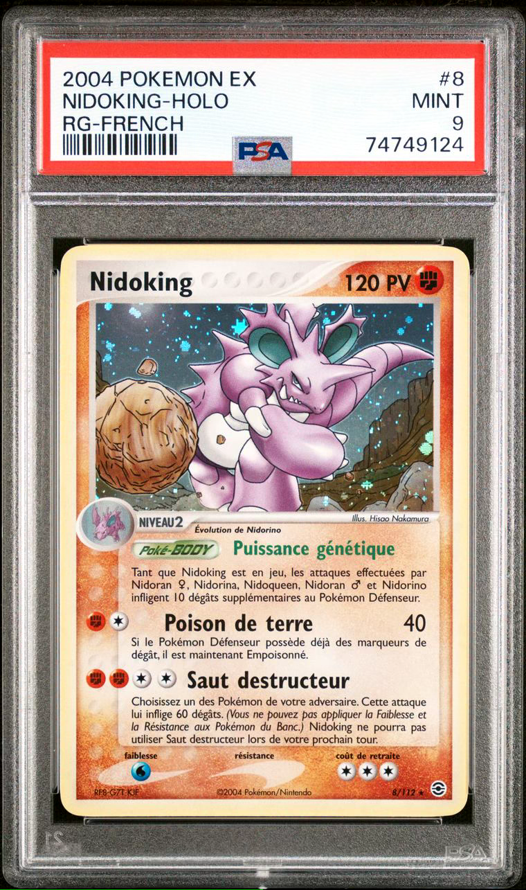 CARTE POKMON  NIDOKING HOLO 8112  PSA 9  ROUGE FEU VERT FEUILLE