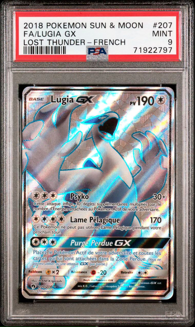 CARTE POKMON  LUGIA GX 207214  PSA 9  TONERRE PERDUE