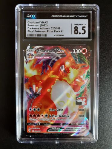 Charizard VMAX Card Play Pokemon Prize Pack Series 1 Stamp 020189 CGC Grade 85