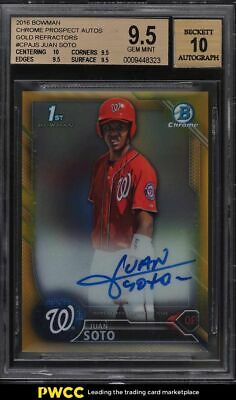 2016 Bowman Chrome Gold Refractor Juan Soto ROOKIE RC AUTO 50 CPAJS BGS 95