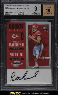 2017 Panini Contenders Optic Red Patrick Mahomes II ROOKIE RC AUTO 75 BGS 9 MT