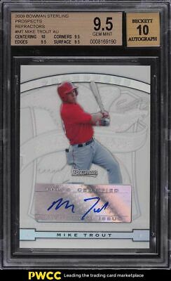 2009 Bowman Sterling Refractor Mike Trout ROOKIE RC AUTO 199 BGS 95 GEM MINT