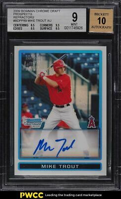 2009 Bowman Chrome Refractor Mike Trout ROOKIE RC AUTO 500 BDPP89 BGS 9 MINT