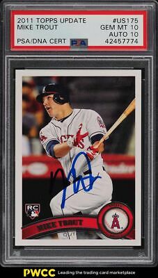 2011 Topps Update Mike Trout ROOKIE RC PSADNA 10 AUTO US175 PSA 10 GEM MINT