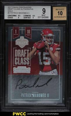 2017 Panini Contenders Draft Class Gold Patrick Mahomes II ROOKIE AUTO 17 BGS 9