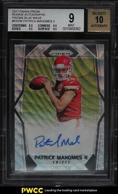 2017 Panini Prizm Blue Wave Prizms Patrick Mahomes II ROOKIE RC AUTO 149 BGS 9