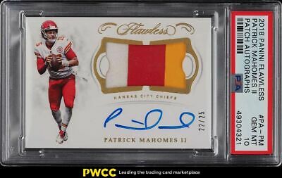 2018 Panini Flawless Patrick Mahomes PATCH AUTO 25 PSA 10 GEM MINT