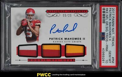 2017 National Treasures NFL Gear Patrick Mahomes II RC PATCH AUTO 525 PSA 10