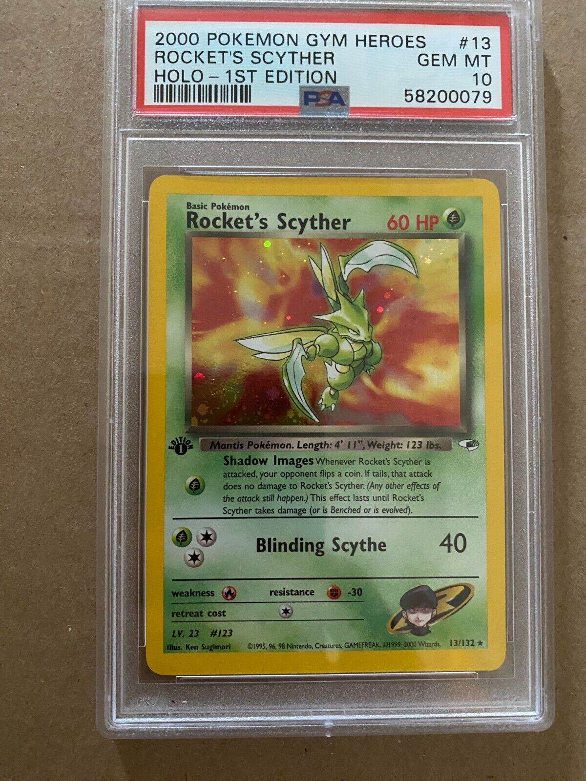 Rockets Scyther 13132 PSA 10 GEM MINT Gym Heroes 1st Edition Holo WOTC Pokemon