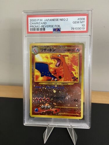 PSA 10  2000 Pokemon Japanese Neo 2  006 Charizard  PROMO REVERSE FOIL SWIRL