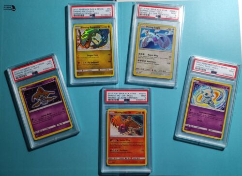 Lotto 5 Carte Pokemon PSA 9 Shining Lugia Rayquaza Mew Ho Oh Jirachi